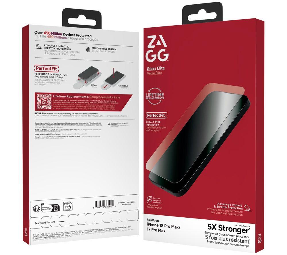 ZAGG InvisibleShield Glass Elite iPhone 18 Pro Max Screen Protector - Clear image number 6 of 10