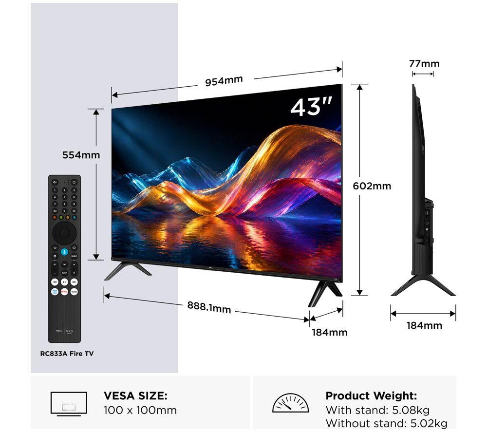 TCL V5D 43" QLED Full HD HDR Smart Fire TV with Freely 2026 - 43V5D-UK image number 2 of 10