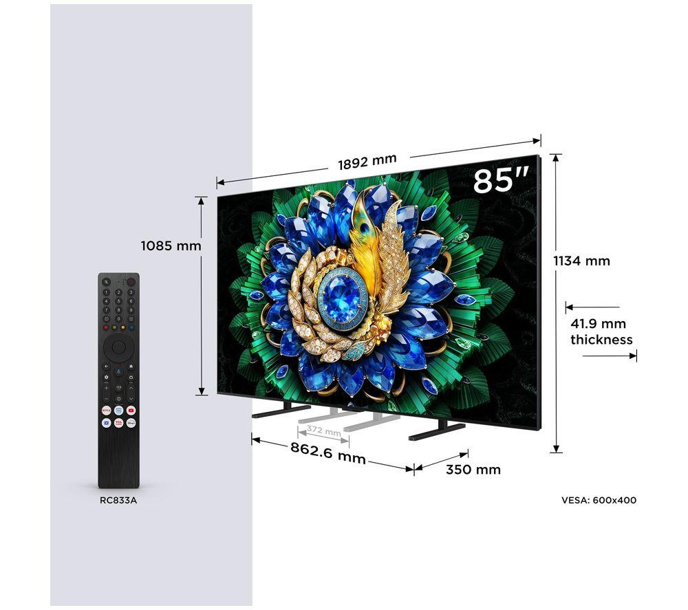 TCL A400M 85" Premium QD-Mini LED 4K HDR Smart Google TV 2026 - 85A400M-UK image number 2 of 8