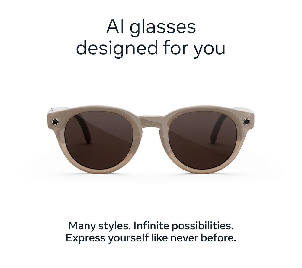 META RAY-BAN Nova AI Glasses - Sandstone with Chocolate Lenses, Standard image number 2 of 8