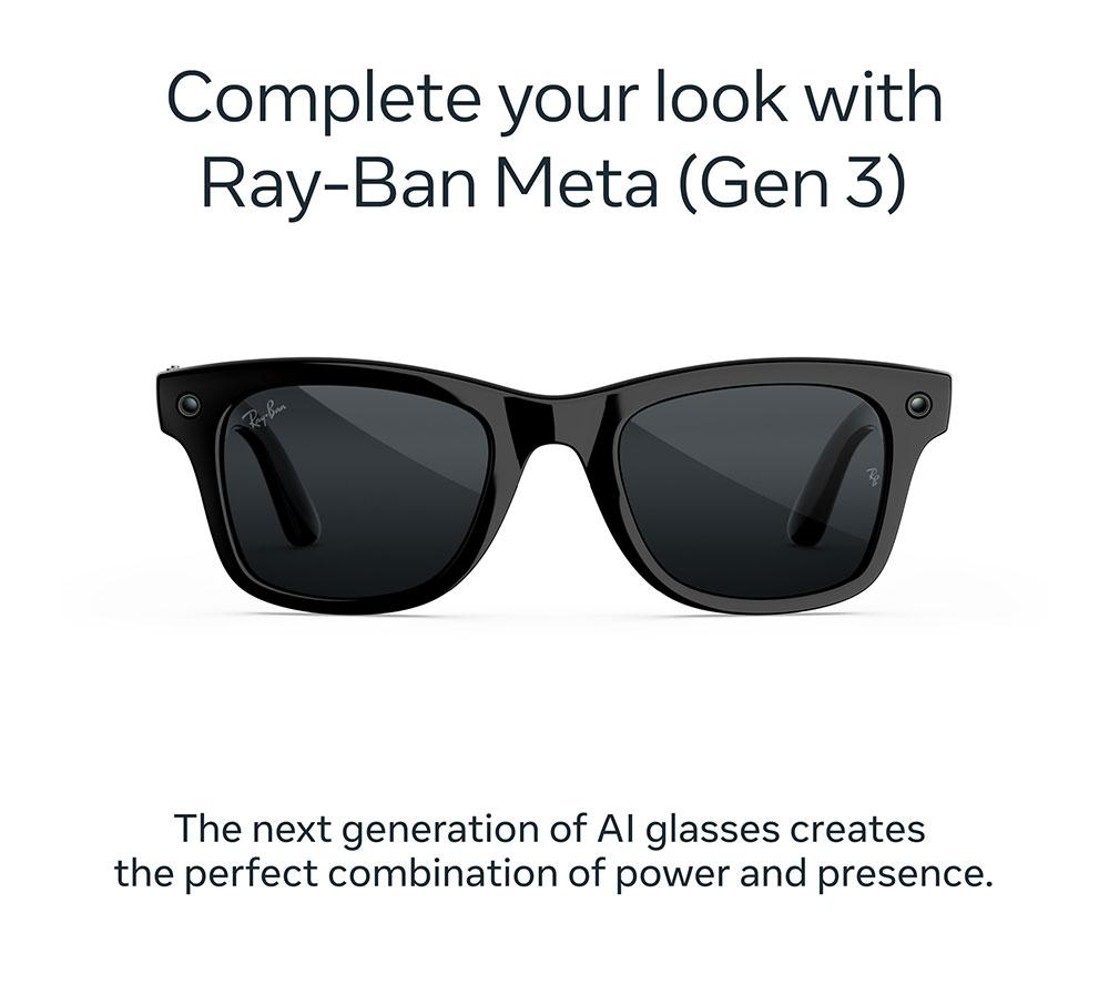 META RAY-BAN Wayfarer (Gen 3) AI Glasses - Shiny Black with Grey Transitions Lenses image number 2 of 7