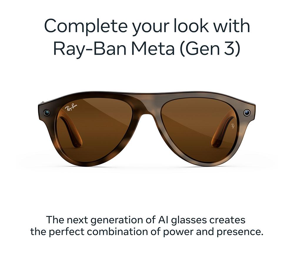 META RAY-BAN Aviator (Gen 3) AI Glasses - Havana with Brown Lenses image number 2 of 6
