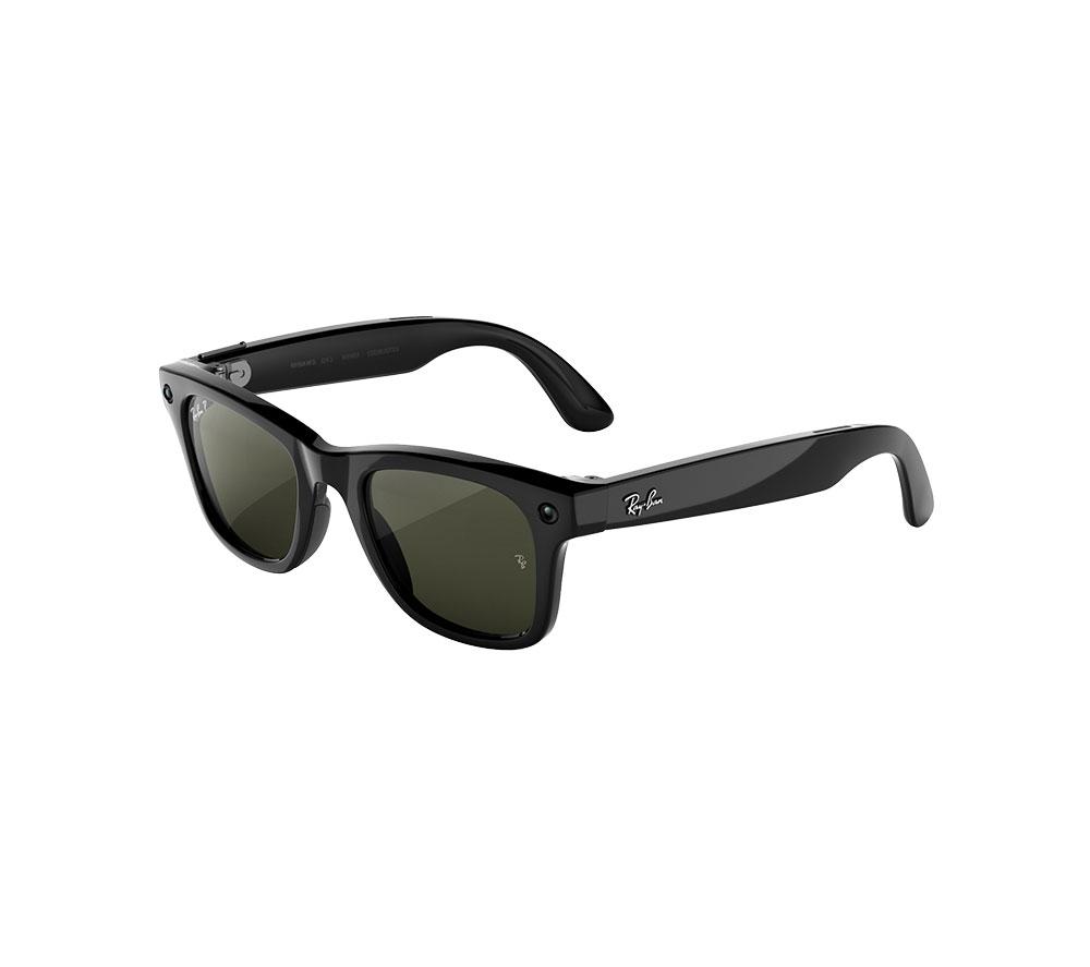 META RAY-BAN Wayfarer (Gen 3) AI Glasses - Shiny Black with Polarised Green Lenses