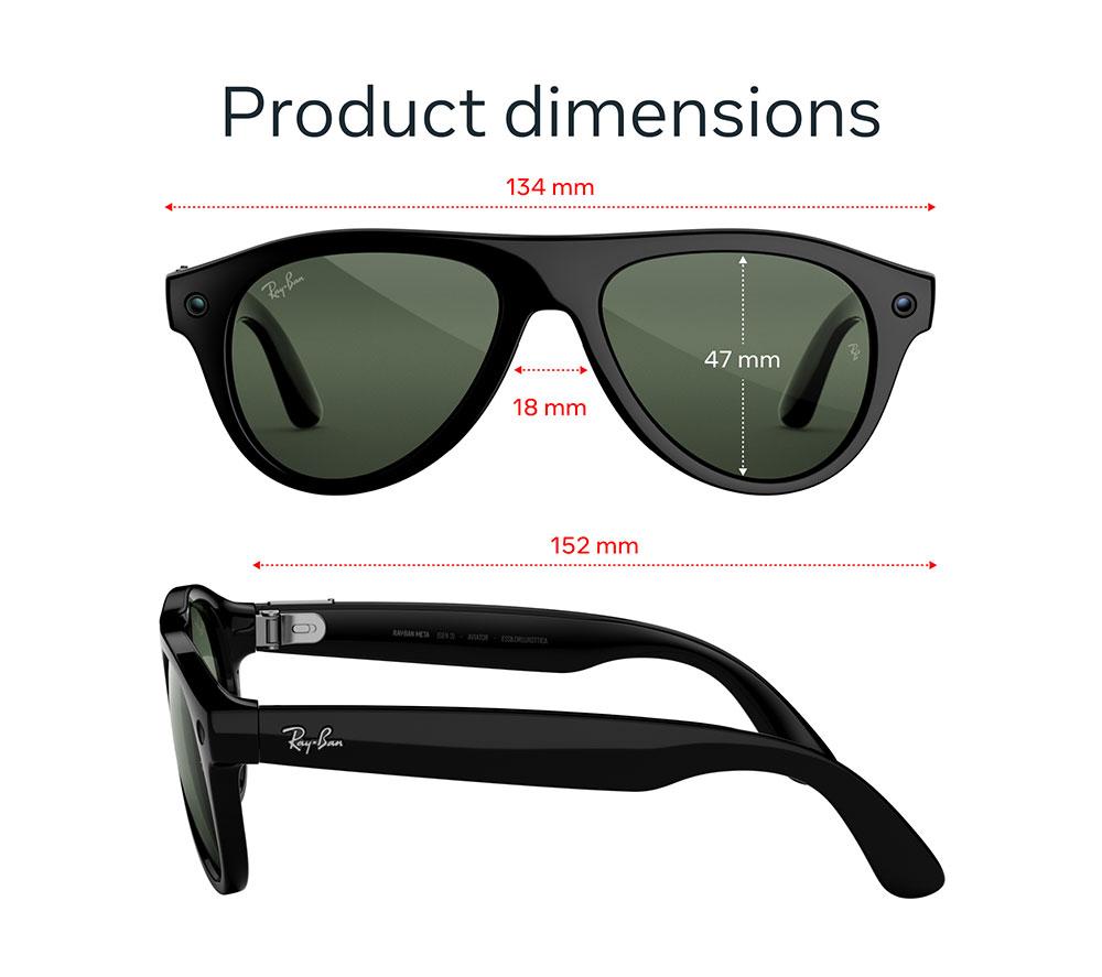 META RAY-BAN Aviator (Gen 3) AI Glasses - Shiny Black with Green Transitions Lenses image number 5 of 6