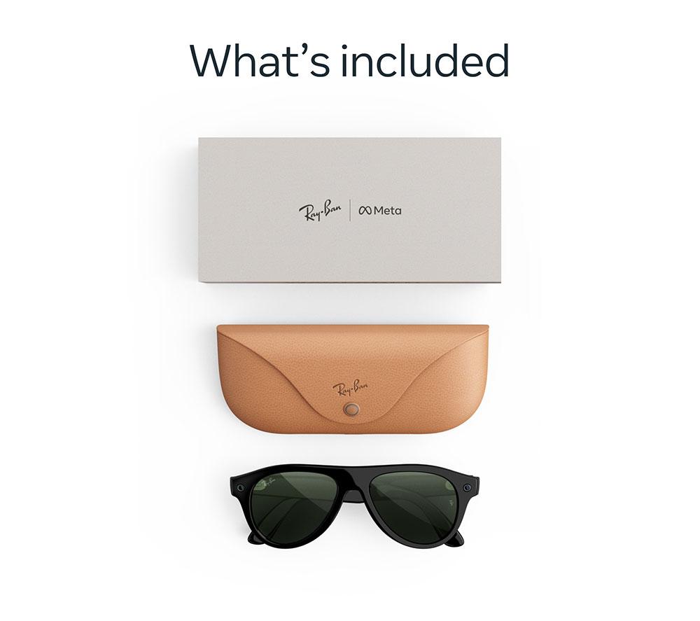 META RAY-BAN Aviator (Gen 3) AI Glasses - Shiny Black with Green Transitions Lenses image number 6 of 6