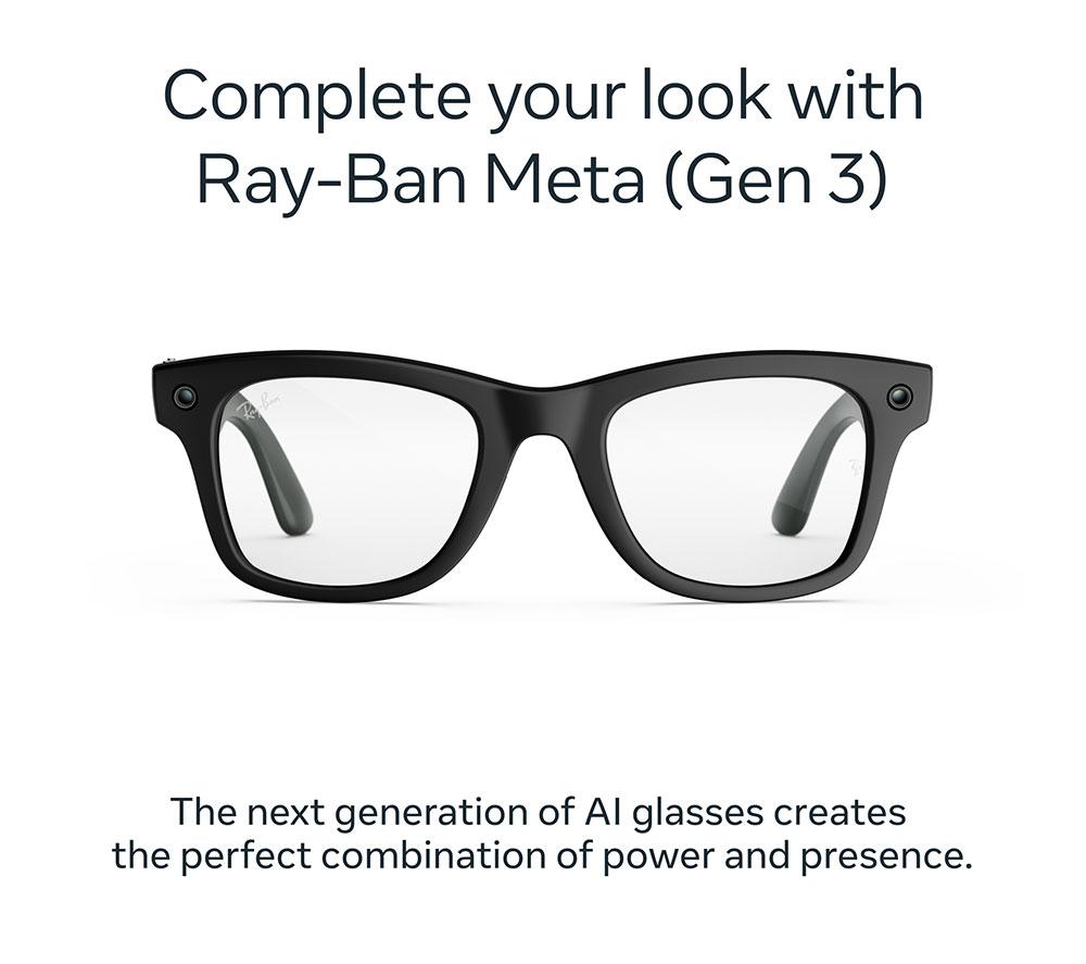META RAY-BAN Wayfarer (Gen 3) AI Glasses - Matte Black with Clear Lenses image number 2 of 7