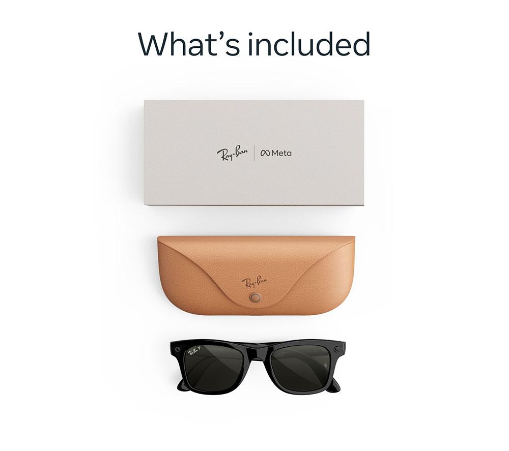 META RAY-BAN Wayfarer (Gen 3) AI Glasses - Shiny Black with Polarised Green Lenses, Large image number 7 of 7