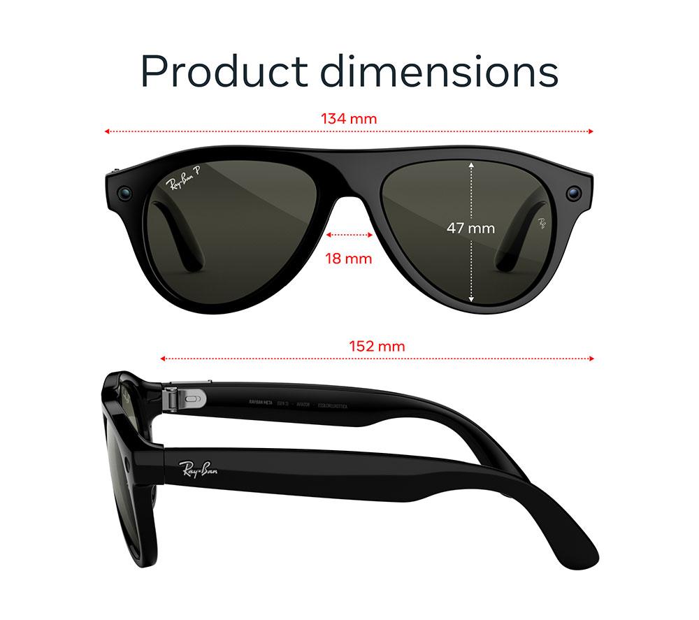 META RAY-BAN Aviator (Gen 3) AI Glasses - Shiny Black with Polarised Green Lenses image number 5 of 6