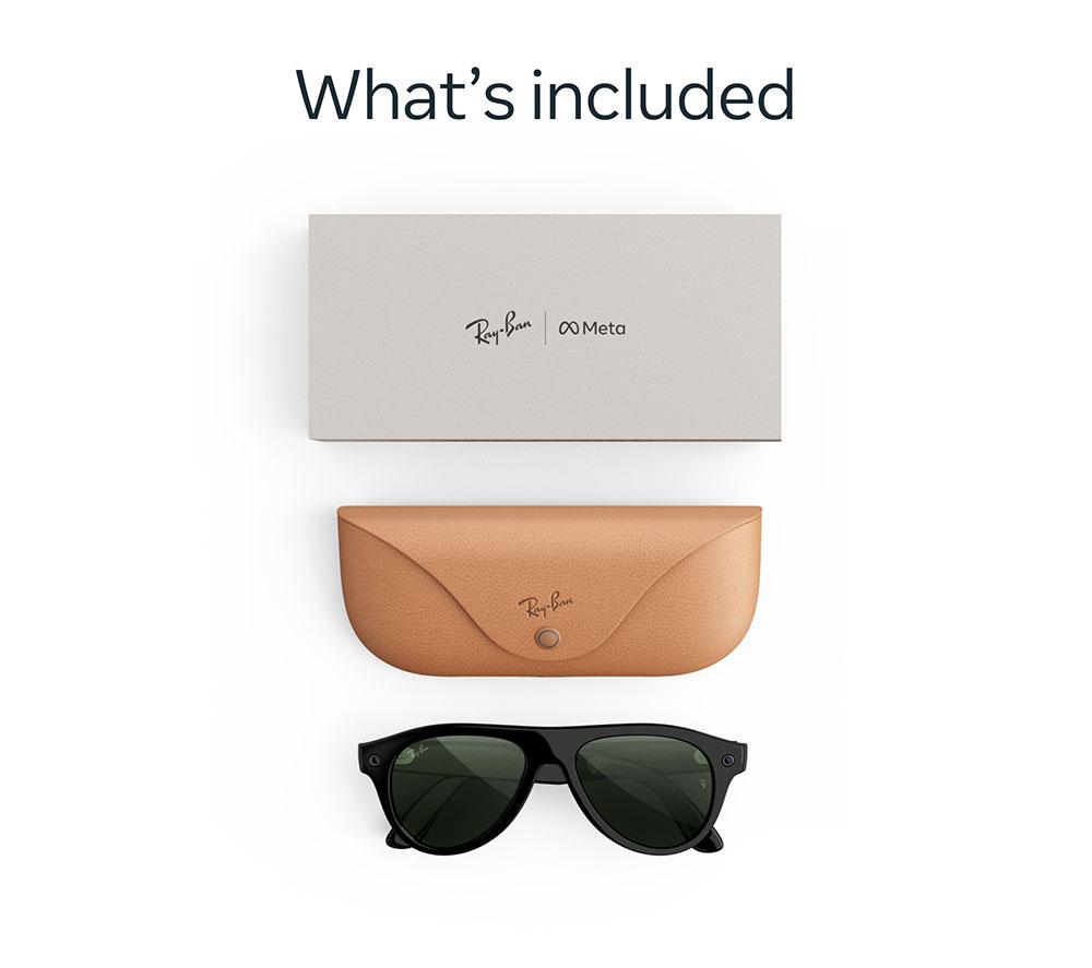META RAY-BAN Aviator (Gen 3) AI Glasses - Shiny Black with Polarised Green Lenses image number 6 of 6