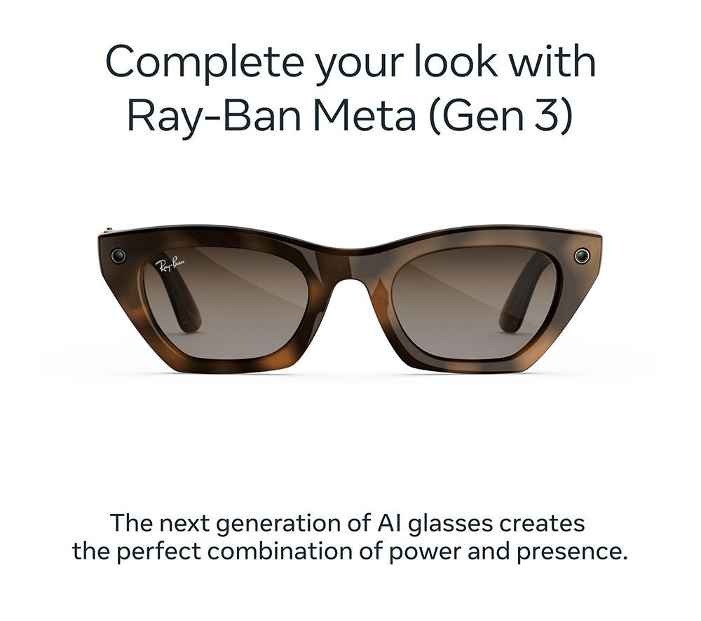 META RAY-BAN Zena (Gen 3) AI Glasses - Havana with Gradient Brown Lenses image number 2 of 6