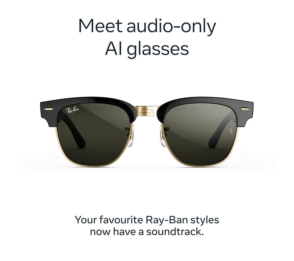 META GLASSES Audio Clubmaster AI Glasses - Shiny Black on Gold with Green Lenses image number 2 of 6