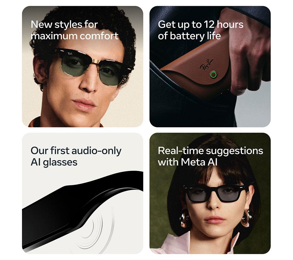 META GLASSES Audio Clubmaster AI Glasses - Shiny Black on Gold with Green Lenses image number 4 of 6