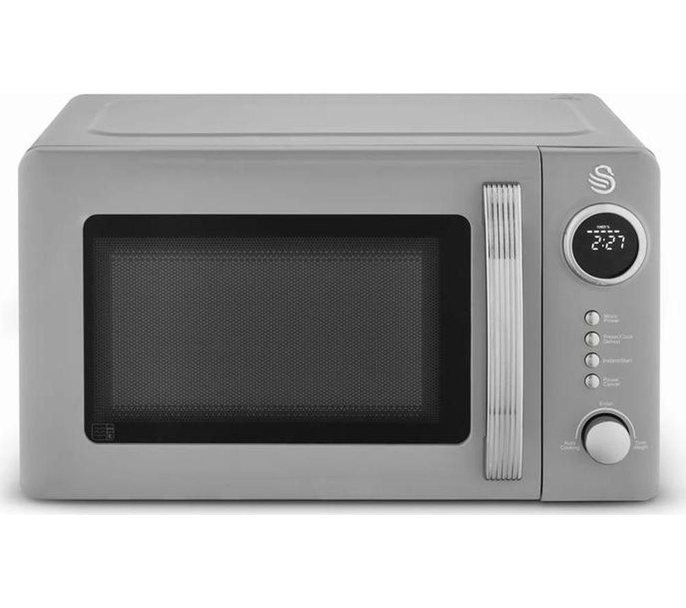 Swan Retro 20L Digital Microwave, 5 Power Levels, 12 Auto Cook Pre-sets, Defrost by Weight or Time, LED Display, 800W, Grey, SM4425GRY - Image 8