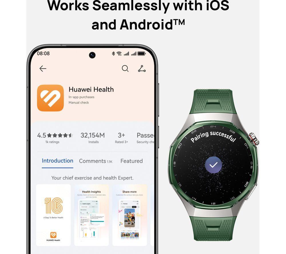 HUAWEI Watch GT 7 Pro - Green with Fluoroelastomer Strap, 46 mm image number 13 of 17