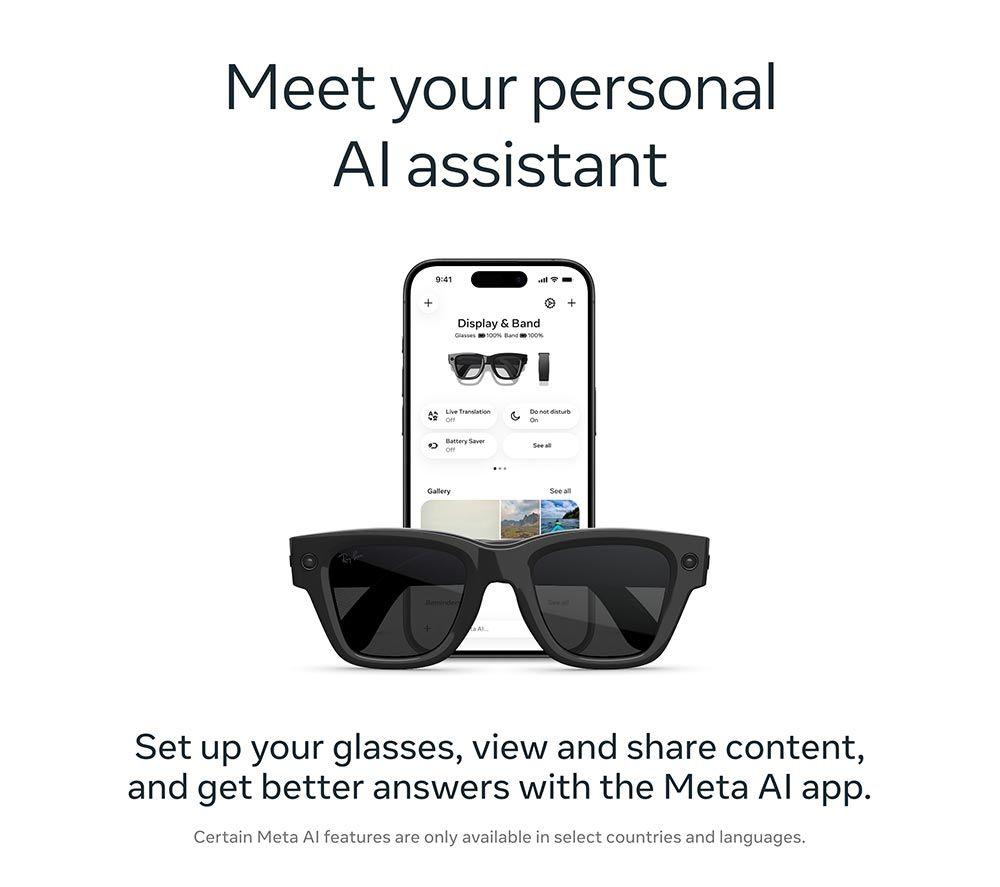 META Display Glasses (Standard, Shiny Black) & Neural Band (Size 3, Large) image number 12 of 12