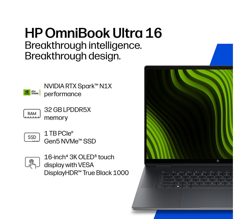 HP OmniBook Ultra Next Gen AI 16" Laptop - NVIDIA RTX Spark&trade; N1X, 32 GB RAM, 1 TB SSD, Eclipse Grey image number 4 of 37