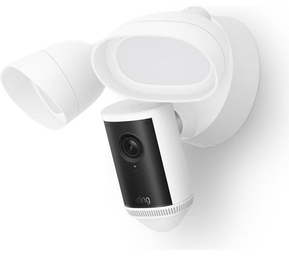 RING Floodlight Cam Pro (2nd Gen) Wired Retinal 4K WiFi Security Camera - White