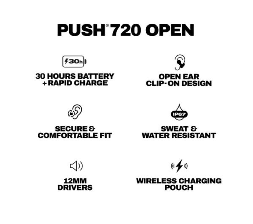 SKULLCANDY Push 720 Open Ear Wireless Bluetooth Earbuds - White image number 9 of 9