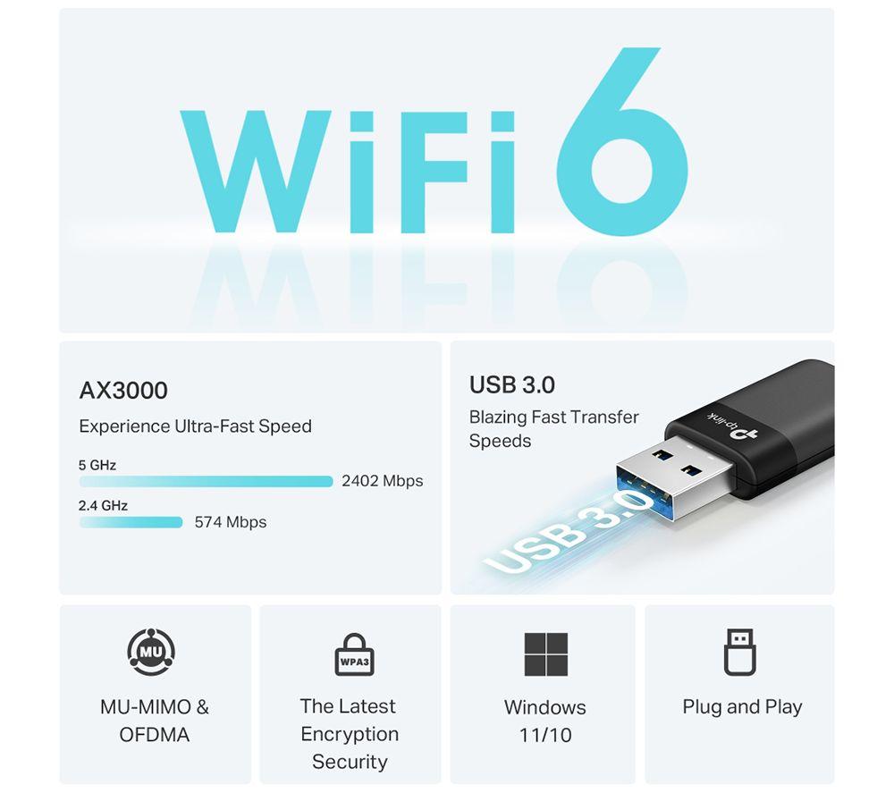 TP-LINK Archer TX50U USB Wireless Adapter - AX3000, Dual-band image number 4 of 6