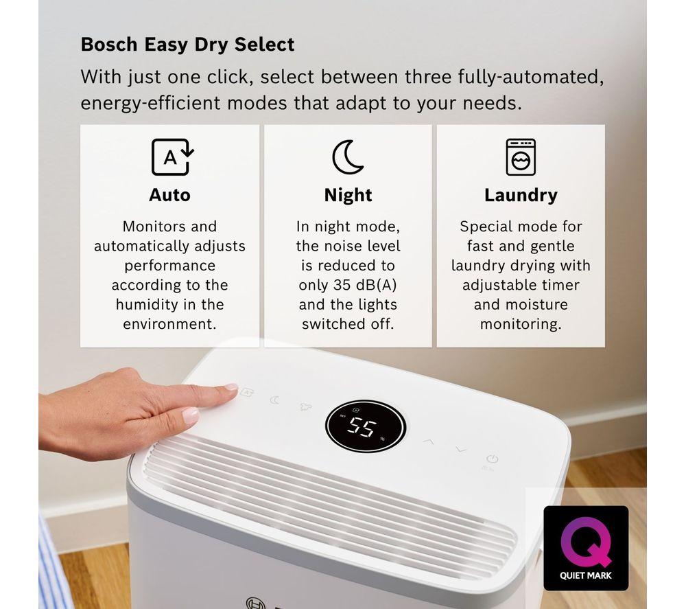 BOSCH Dry 2000 12-litre Portable Dehumidifier with 2-in-1 Filter - White image number 5 of 10