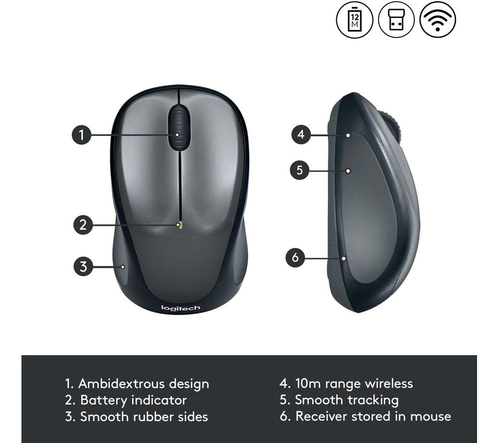 LOGITECH M235 Wireless Optical Mouse - Grey image number 6 of 7