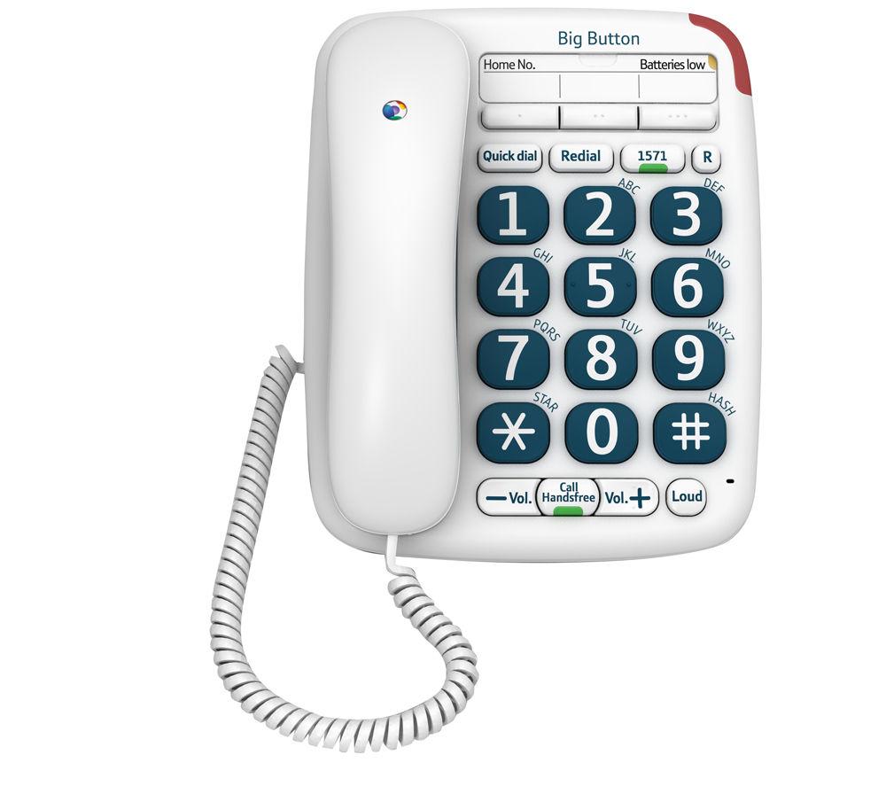 BT Big Button 200 Corded Phone - White, White
