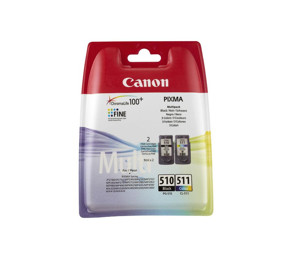 CANON PG-510/CL-511 Black & Colour Ink Cartridges - Twin Pack, Black