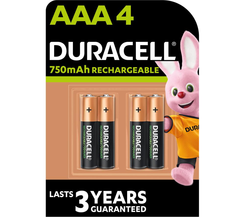 Image of DURACELL HR03/DC2400 AAA NiMH Rechargeable Batteries - Pack of 4