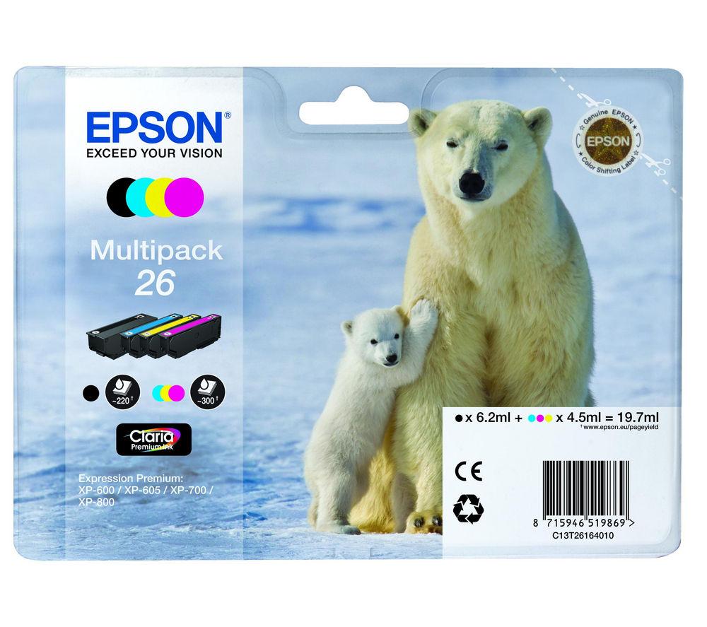 Epson C13T26164010 26 Multipack Polar Bear Ink Cartridge - Black/Cyan/Magenta/Yellow (Pack of 4)