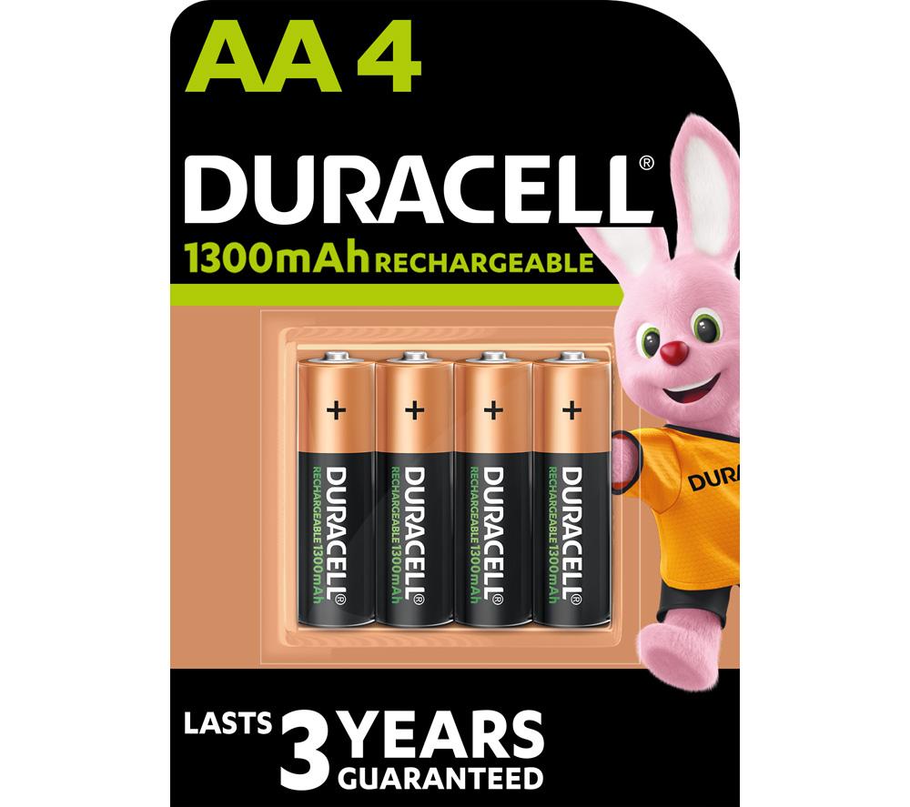 4 X Duracell AA 1300mAh 1.2V NiMH Pre-Charged Rechargeable Batteries HR6