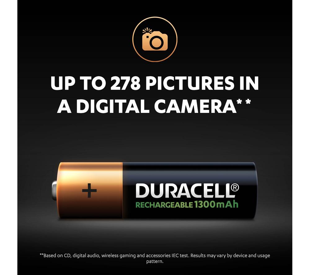 DURACELL AA NiMH 1300mAh Rechargeable Batteries - Pack of 4 image number 7 of 8