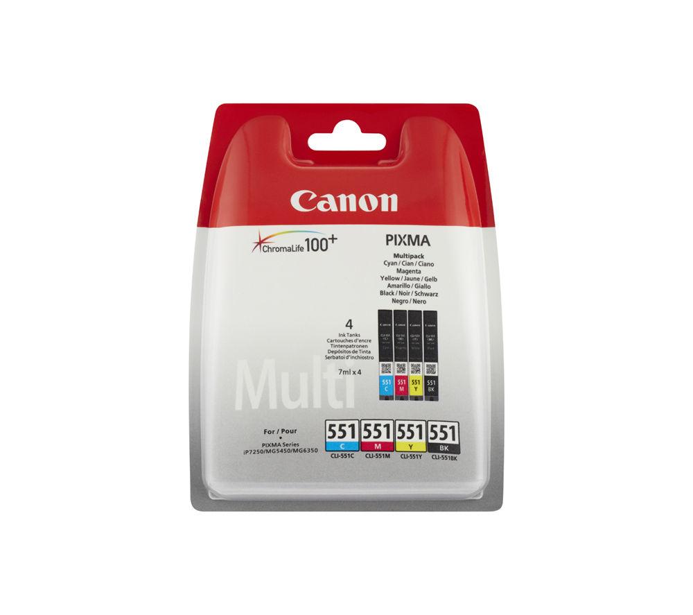 CANON CLI-551 Cyan, Magenta, Yellow & Black Ink Cartridges - Multipack, Black & Tri-colour