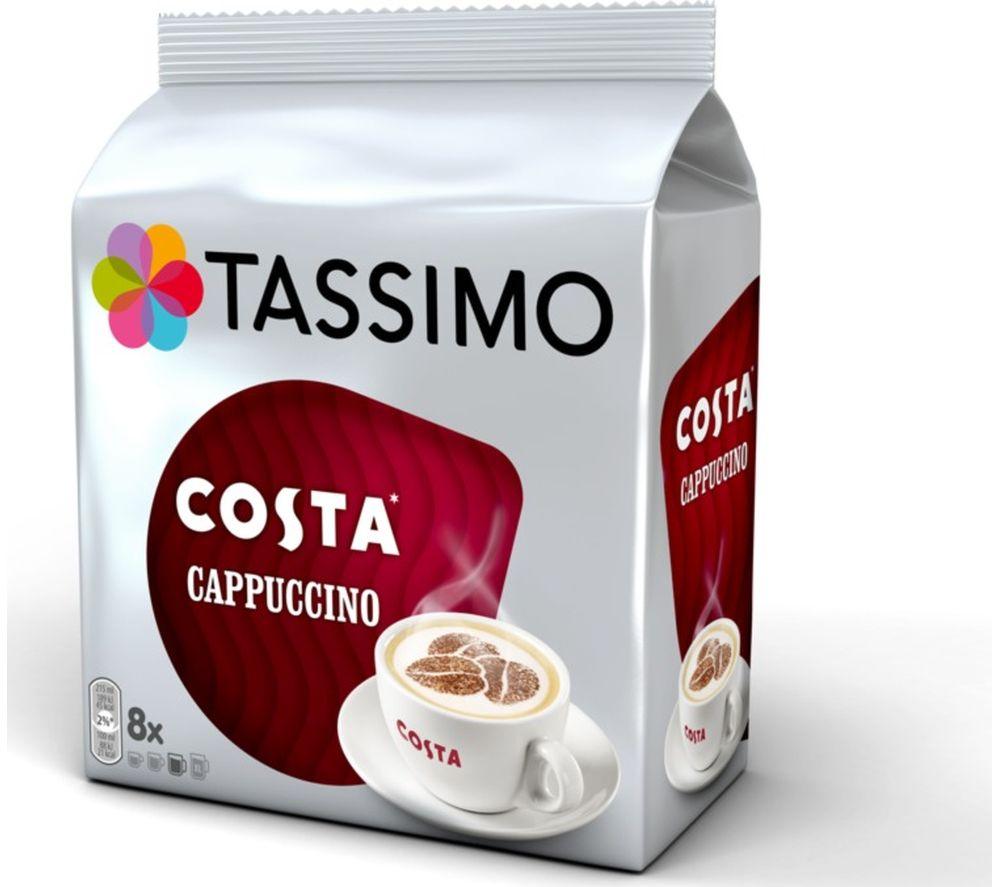 TASSIMO Costa Cappuccino T Discs - Pack of 8, Silver/Grey