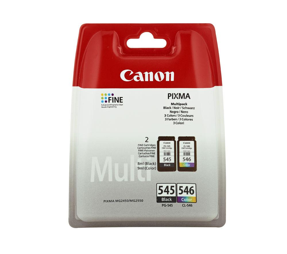 Canon Pg 545 Cl 546 Tri Colour Black Ink Cartridges Twin Pack Black Tri Colour