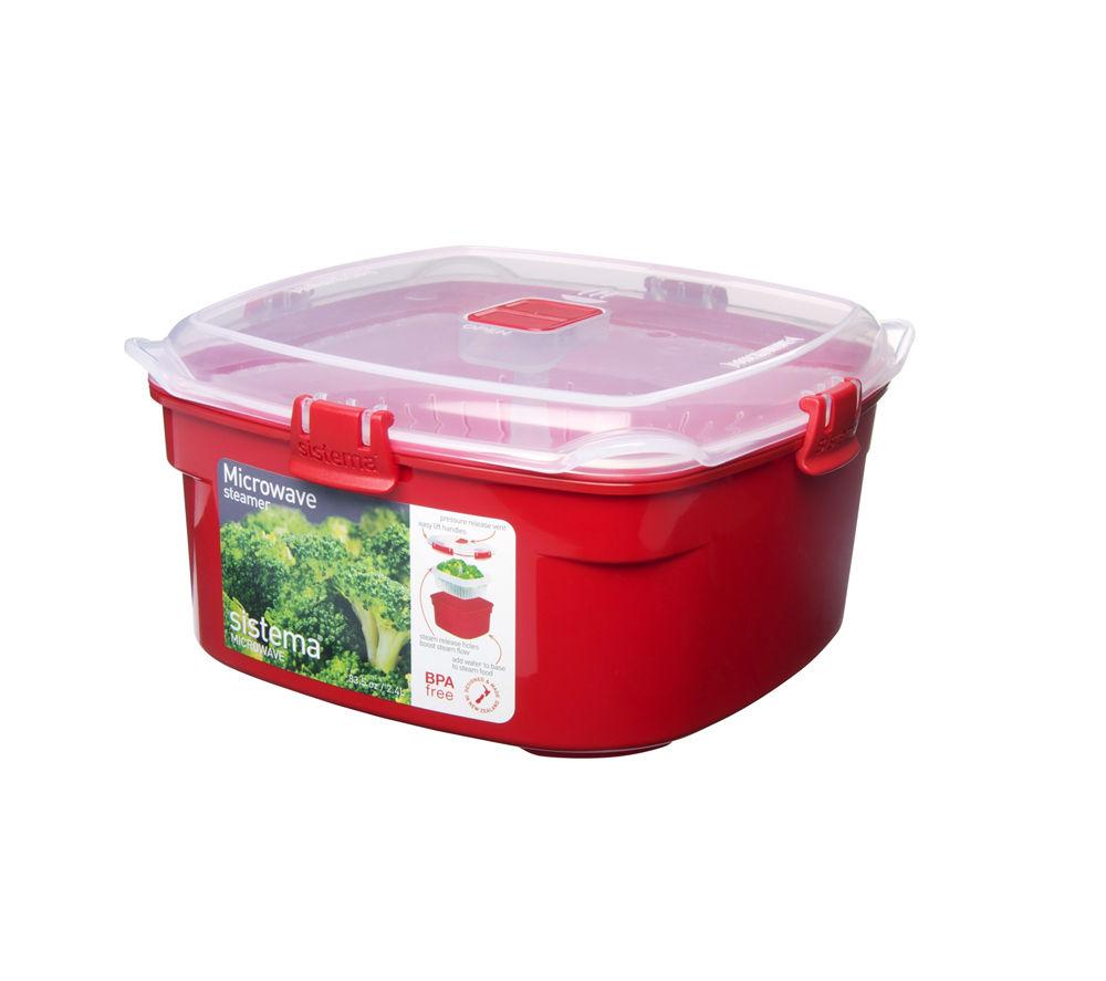 Red Sistema Medium Microwave Steamer 2.4L