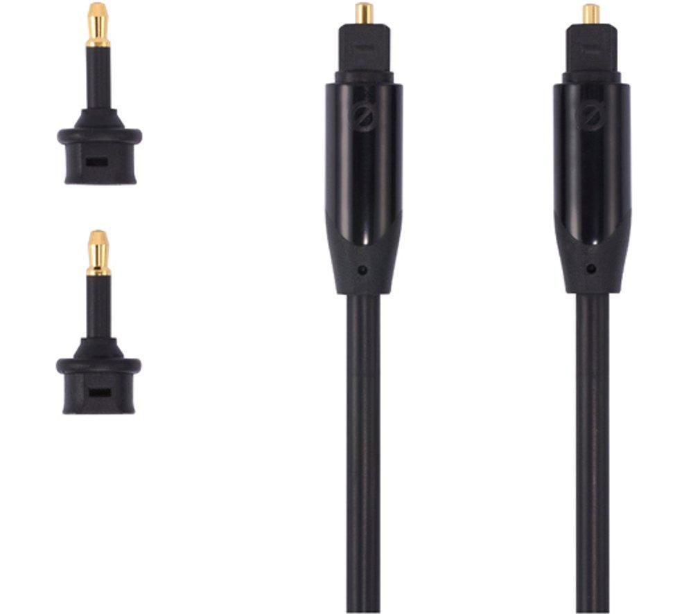 SANDSTROM AV Black Series Digital Optical Cable GOLD PLATED with mini-TOSLINK Adaptors S1OPT114X - 1 m