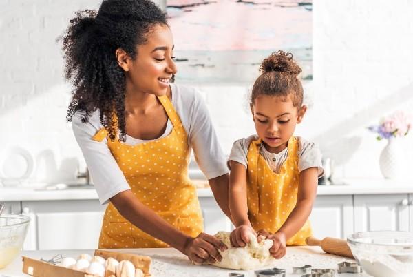 mother and daughter baking