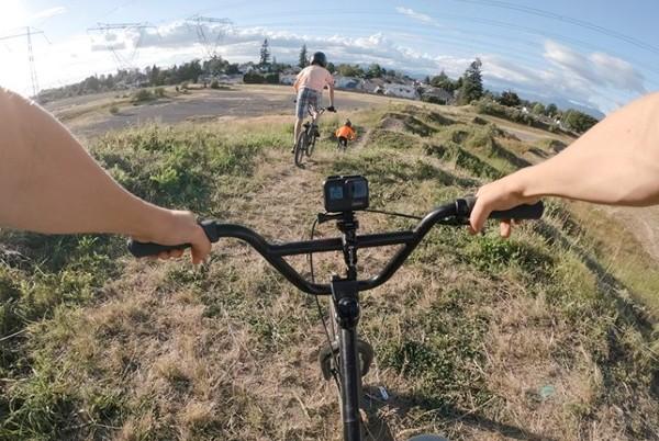 riding bmx bike with gopro