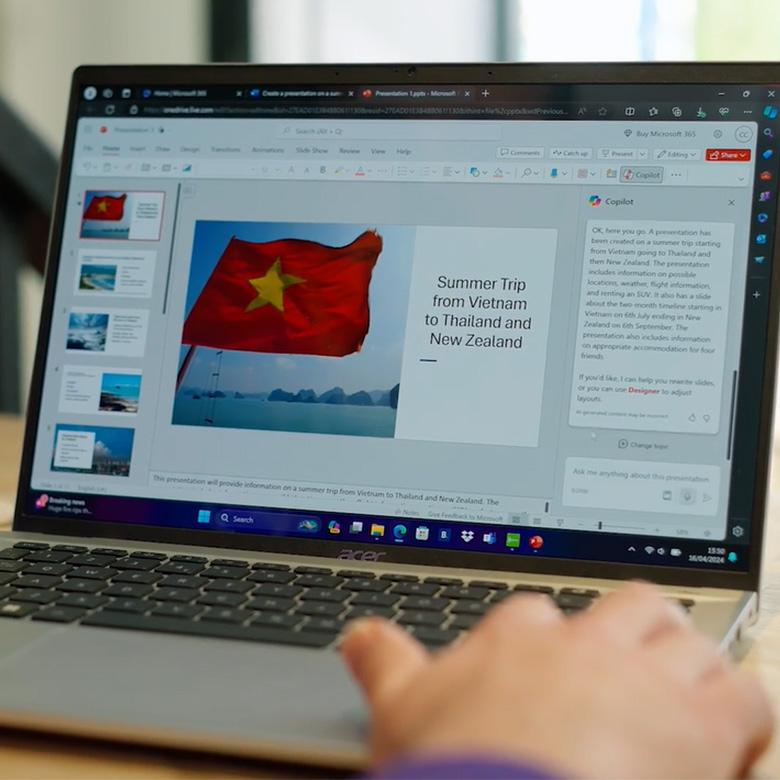 Acer Swift Go 14 copilot powerpoint