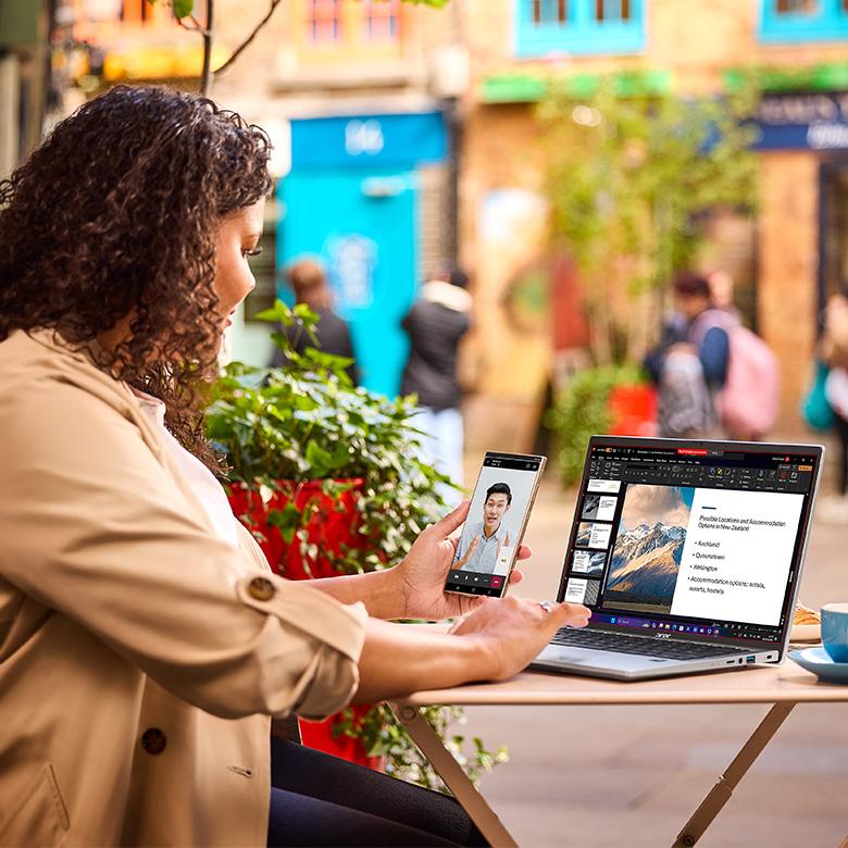 Acer Swift go 14 cafe outside phone call