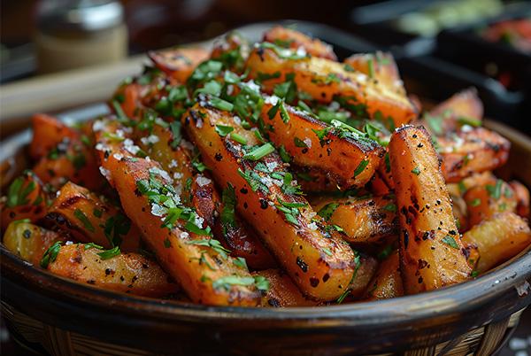 a bowl of air fried carrots with seasoning