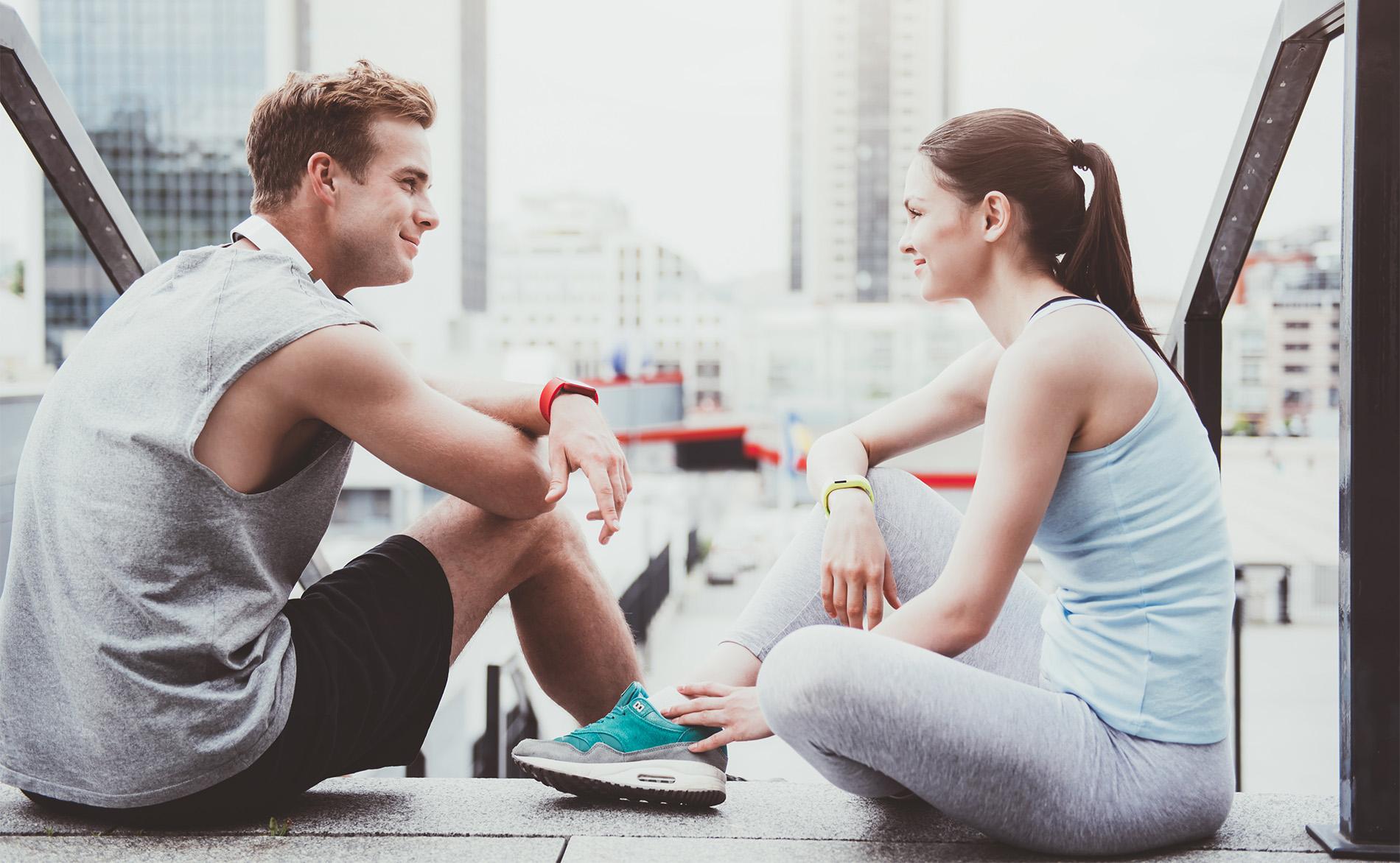 After other. Нежелание проводить время вместе. Woman looking at sporty man. Athlete Happiness. Time spent man and woman.