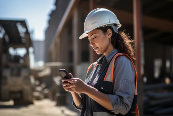 Tradesperson on mobile phone