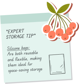 a note with a sticker on it that says expert storage tip