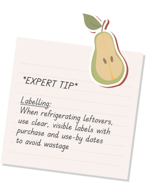 a note with a pear on it with the words expert tip