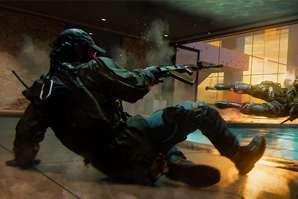 call of duty black ops 6 two men in military gear fighting in a pool with guns