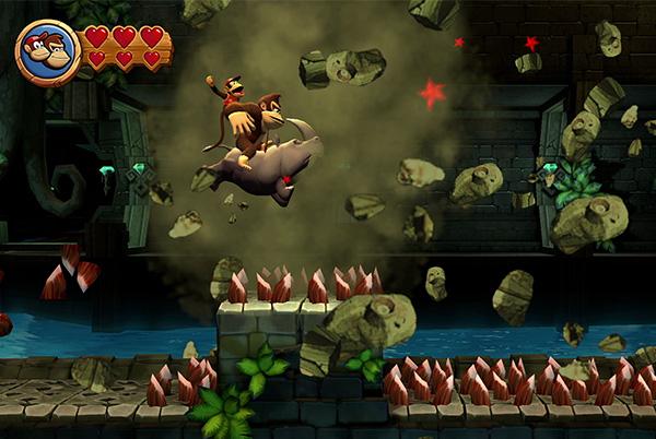 donkey kong country returns hd screenshot rambi rhino