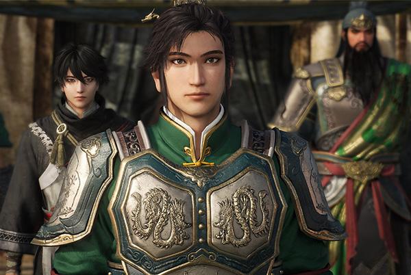 a screenshot from dynasty warriors origins showing a group of men in armour standing next to each other including liu bei