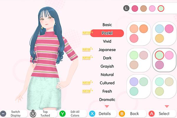 Fashion Dreamer Nintendo Switch colour editor