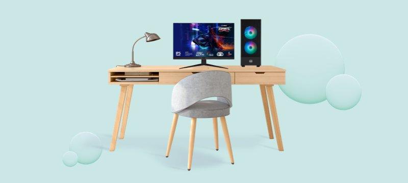 Wooden Gaming PC Desktop Computer Stand For Tower CPU Case, Gamer Desk  Furniture